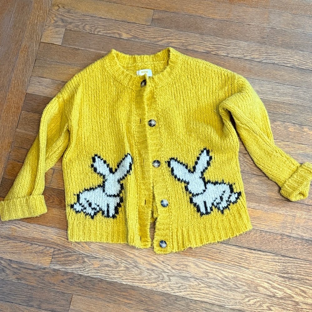 Anthropologie Maeve Bunny Slope Yellow Cardigan - Picture 2 of 5
